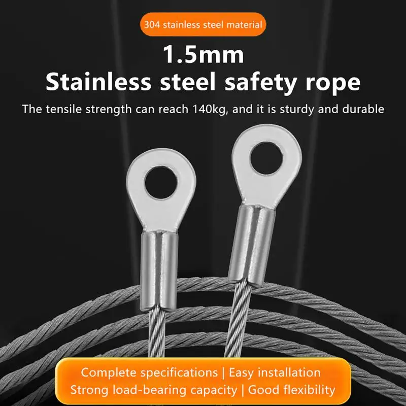Stainless Steel Wire Rope Cable 5 Pack M4 Hole End Corrosion Proof Safety Ropes for Coastal Outdoor Fence Mounting
