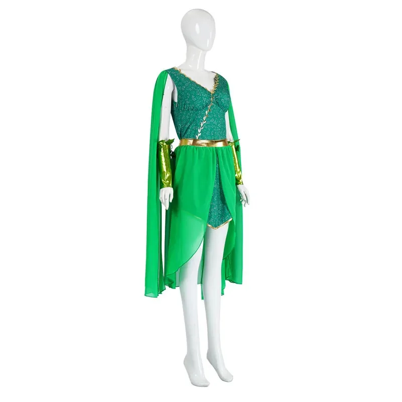 Movie Poisonous Sexy Cosplay Women Green Dress Top Skirt Outfit Goddness Queen Ivy Costume Halloween Suit 5ftu^