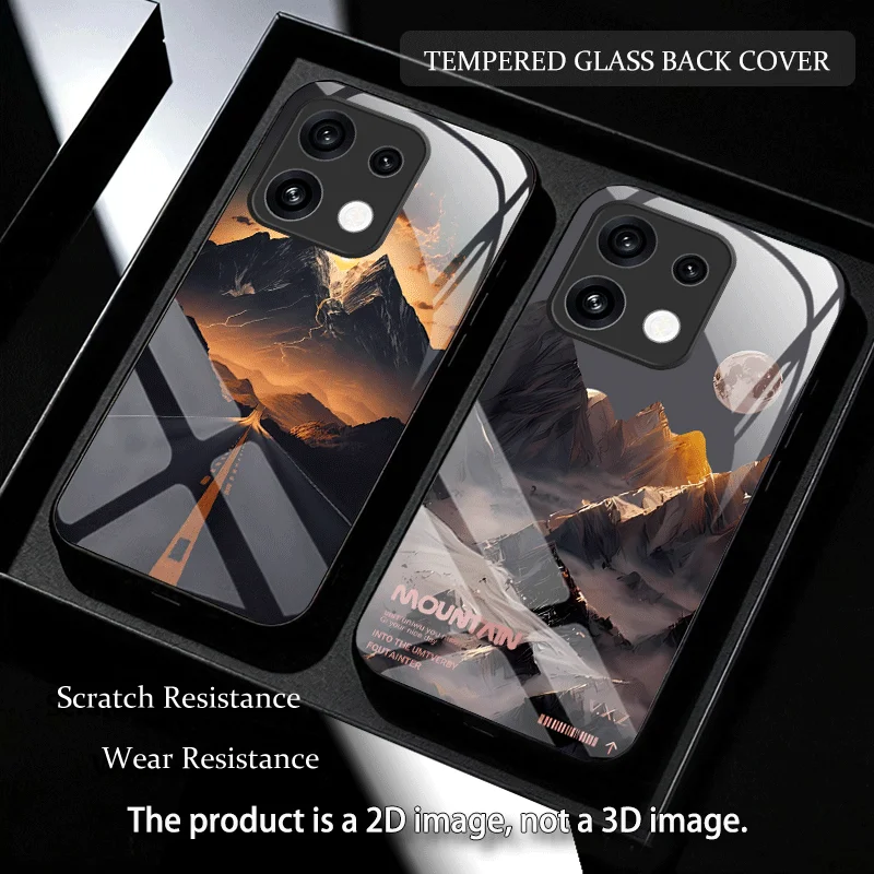Hard Tempered Glass Case For OPPO Reno 16 Pro 16F 16FS Reno16 F FS 5G Protective Cover Mountain Pattern Back Shell Fundas