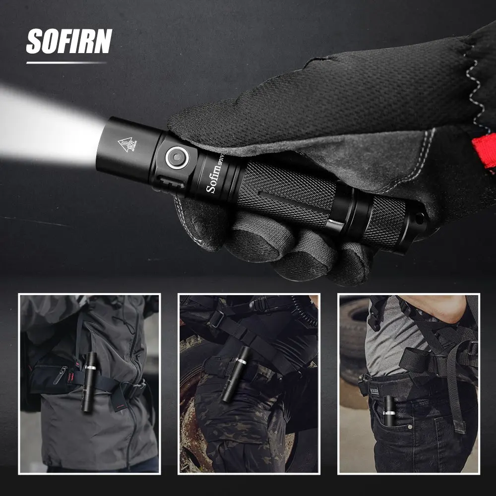 Sofirn SP31 V2.0 Powerful Tactical LED Flashlight 18650 XPL HI 1200lm Torch Light Lamp with Dual Switch Power Indicator ATR