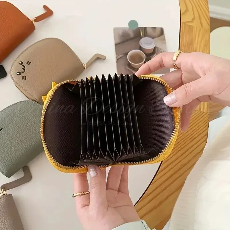 محفظة نسائية بتصميم على شكل قطة كرتونية، حامل فتحات متعددة للبطاقات، محفظة لطيفة من الجلد الصناعي، حامل بطاقات الهوية الإبداعية #2