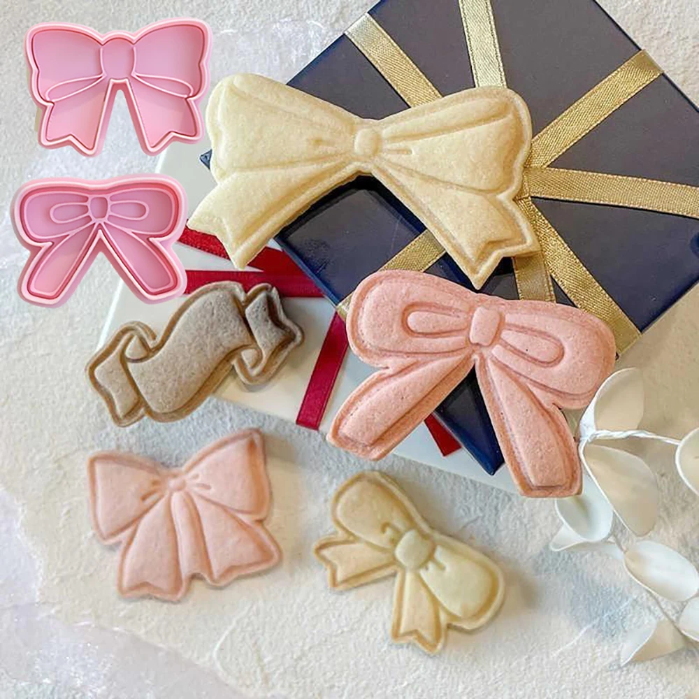 Cortadores de galletas con lazo para el día de la madre, herramientas y accesorios de panadería DIY, cortadores de estampado