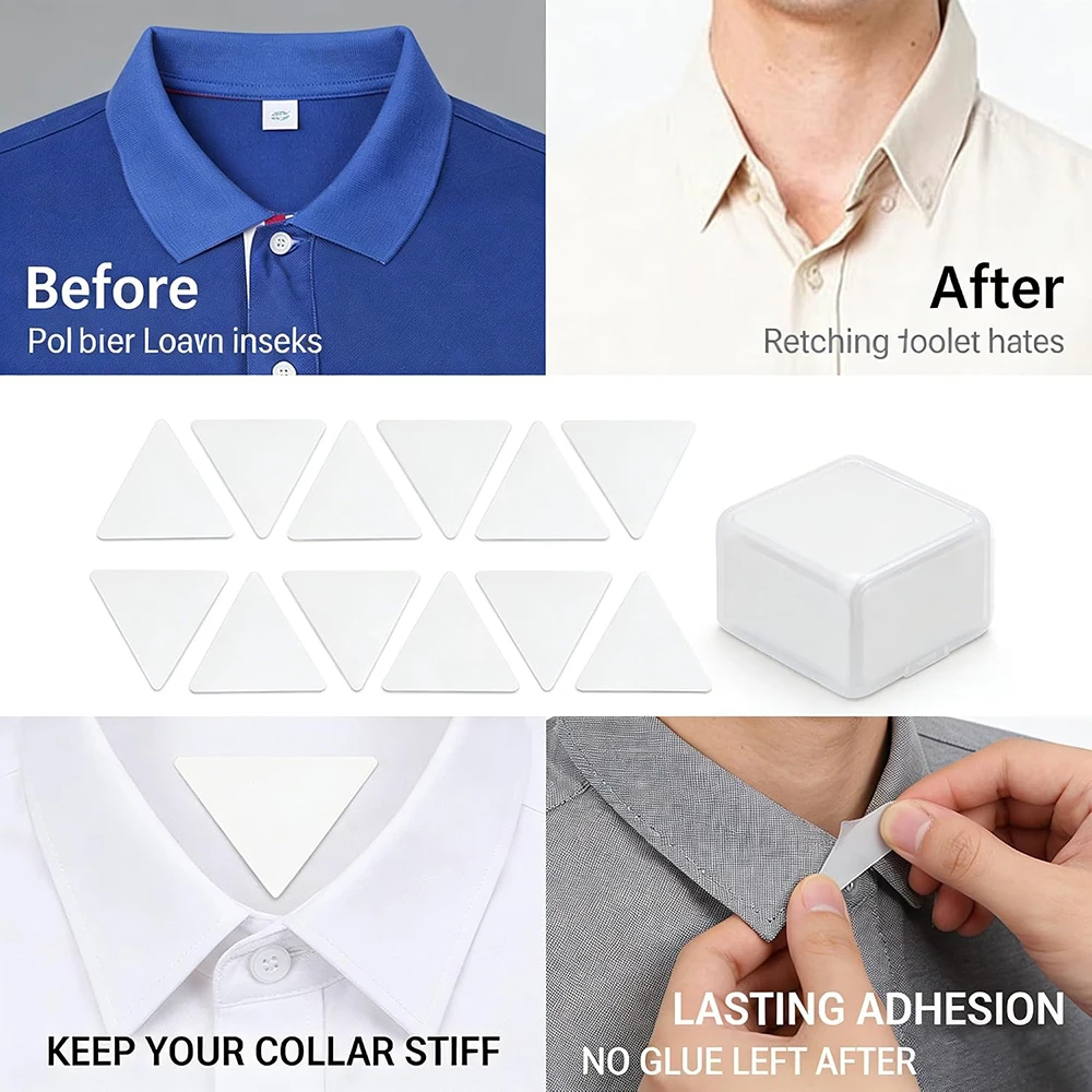 30PCS Collar Stays for Polo Shirts No Curl Collar Polo Shirt Collar Stays for Any Shirt with Collar for Travel and Business Trip
