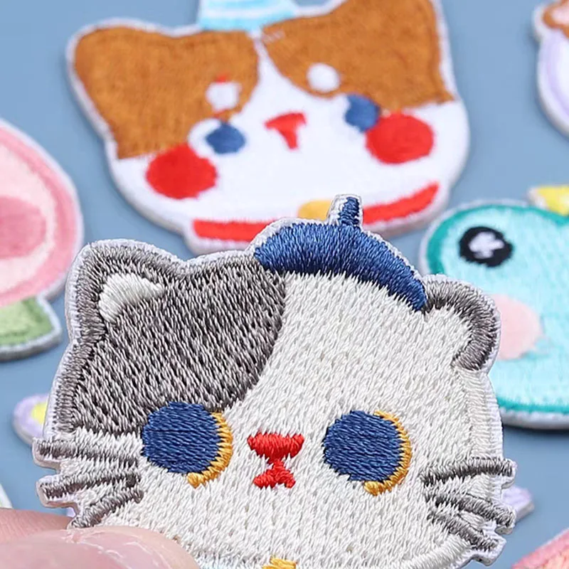 Cute Animal Avatar Patches For Clothing Kids Iron On Embroidery Patch Self-adhesive Applique DIY Handmade Decorative Accessories