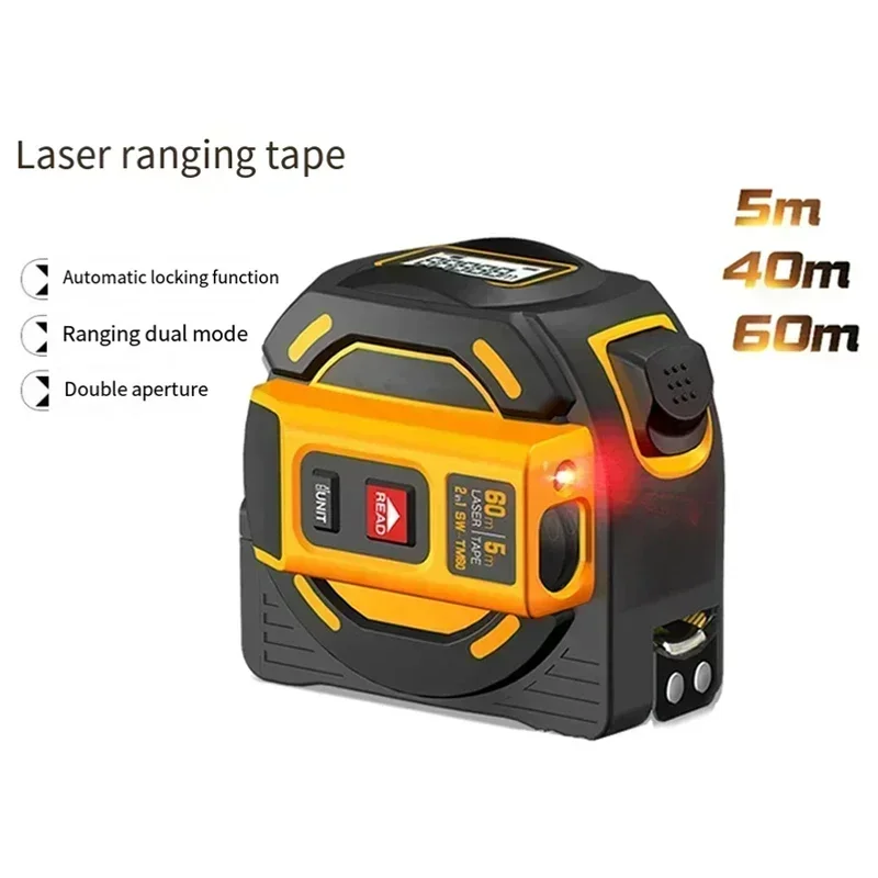 

40M/60M Laser Tape Measure Laser Rangefinder High Precision Infrared Range Finder 2 in 1 LCD Display Electronic Tape Ruler Tools