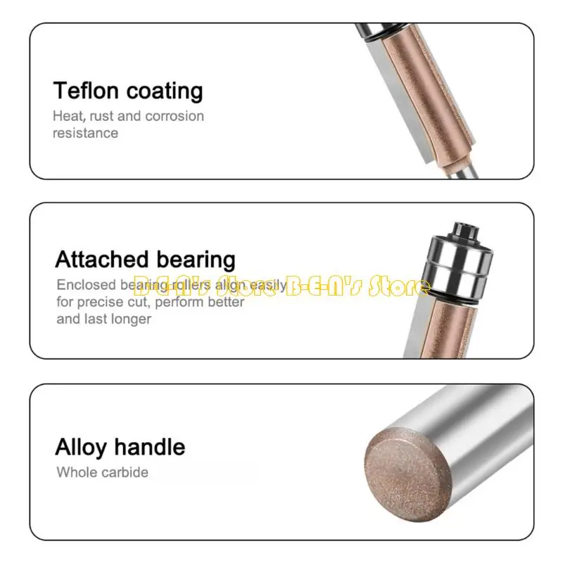 

Y1AD Pack of 4 Double Bushing Trim Shaping Slicers Set Tall Carbon Metal Woodworking Milling Divisions for Face Polishing and