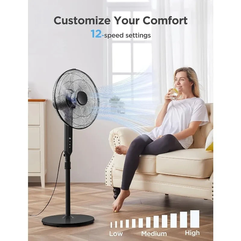 PELONIS ventilatore da pavimento oscillante regolabile in altezza motore cc Ultra silenzioso telecomando ad alta efficienza energetica