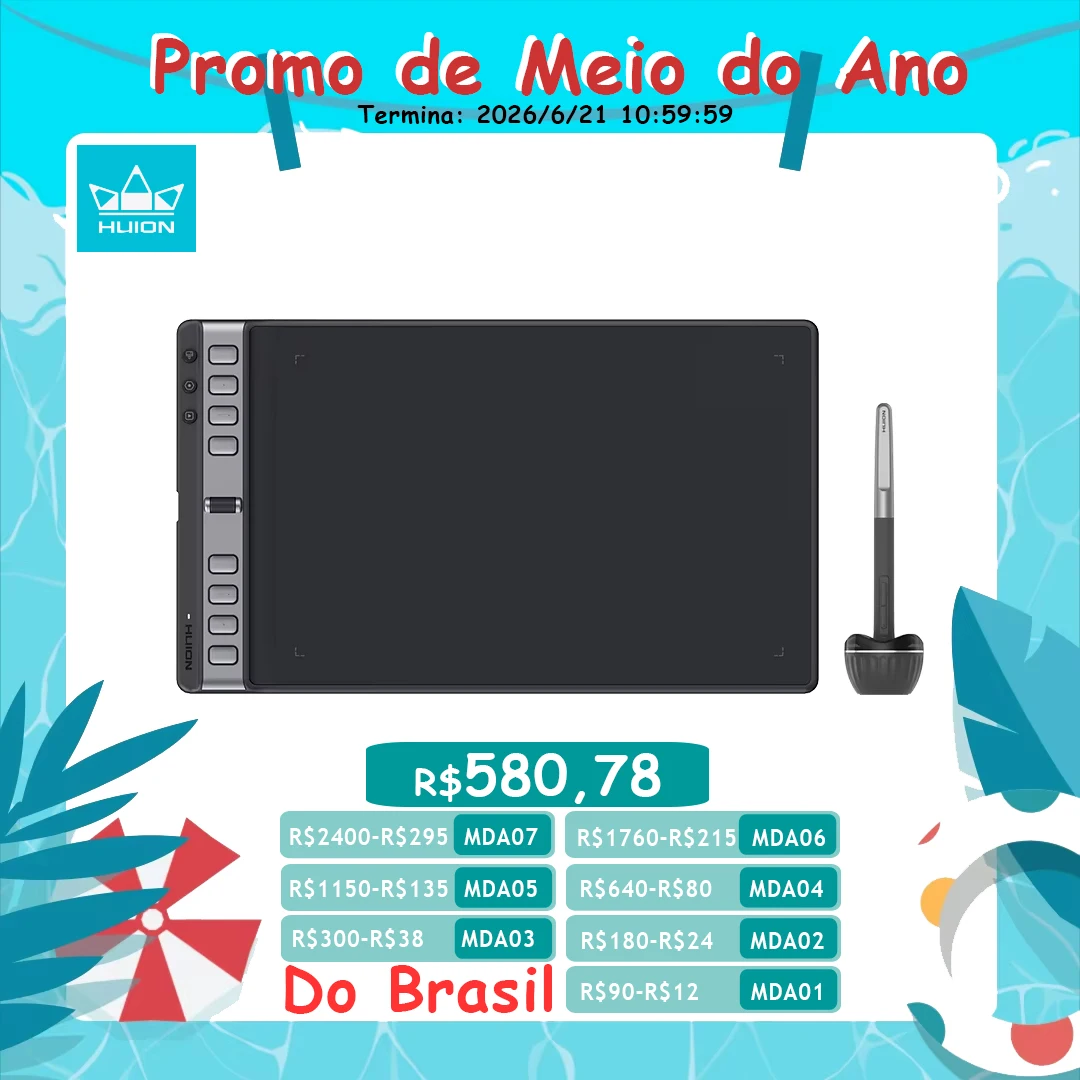 Huion Inspiroy 2 L 10,5x6.56 Polegada Mesa Digitalizadora Tablet Gráfico Desenho H1061P PentTech3.0 Digital Stylus PW110 com Scroller 3 Teclas de Grupo
