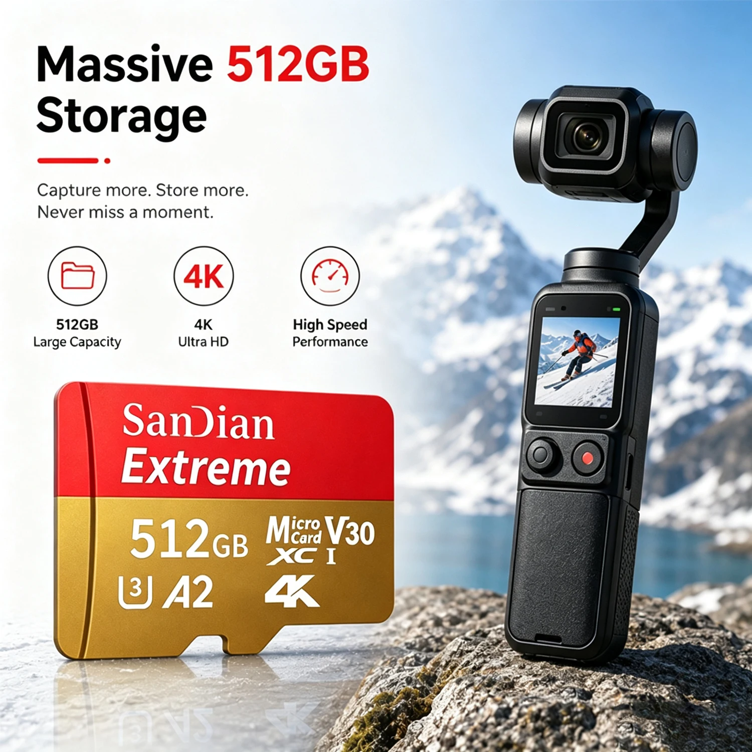 2026 NEW Micro SD Card High Speed Flash  Memory Card 128GB 256GB 512GB Class 10 U3 V30 A2 4K Full HD for Phone Drone Camera - view 3