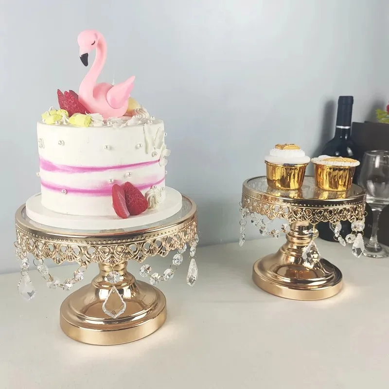 

European glass cake rack dim sum tray wedding handicrafts decorative ornament electroplated metal 8/12 inch cake tray