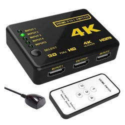 Commutateur HDMI 3x1 5x1 4K HD1080P, 5 ports, répartiteur 5 en 1, avec télécommande IR pour HDTV DVD TV BOX