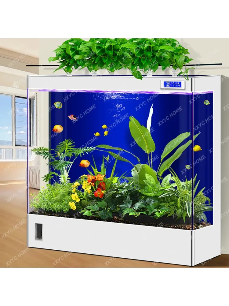 New Household Fish Tank Floor Small Ultra-White Glass Back Filter Change Water Ecological Circulation Filter Aquarium