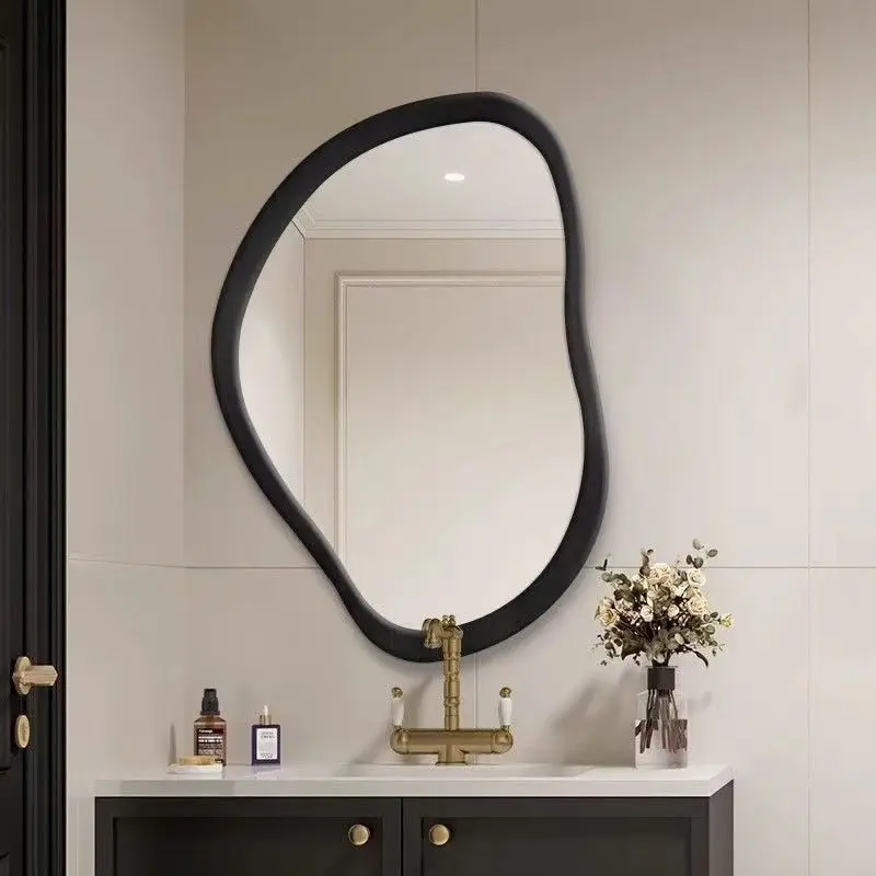Walnut Wood Bathroom Mirror Retro Bath Mirrors Household Dressing Table Modern Ornament Bedroom Luxury Wall Mounted Accessories