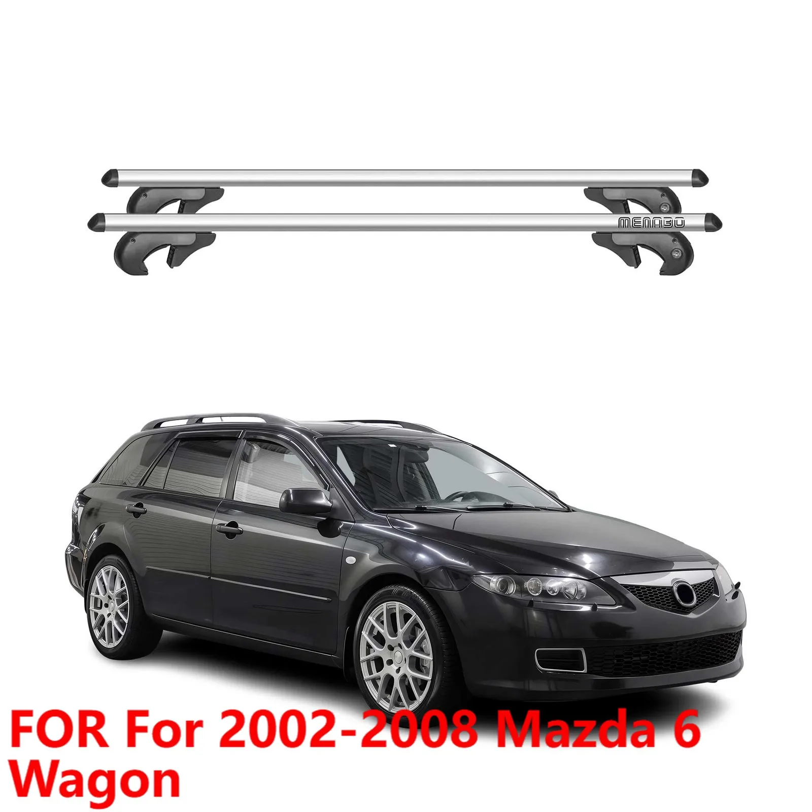 لـ 2002-2008 رف سقف عربة مازدا 6 مع قضبان متقاطعة من الألومنيوم الرمادي وحامل الأمتعة #1
