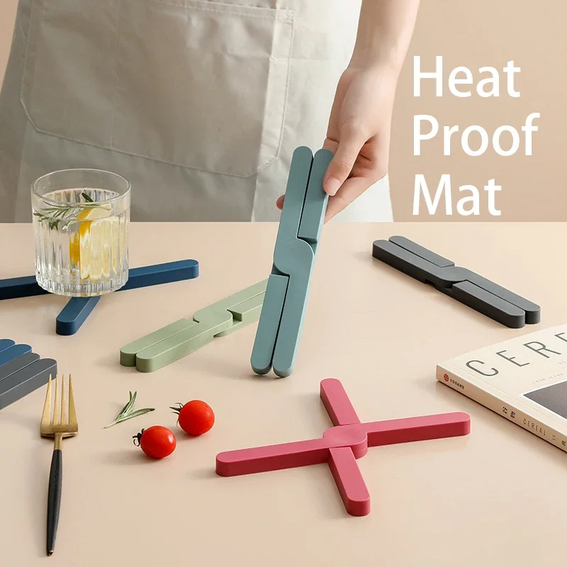 Silicone X Shaped Heat Resistant Pad Foldable Non-Slip Pot Pan Mat Table Placemat Dish Plate Cross Holder Coaster Kitchen