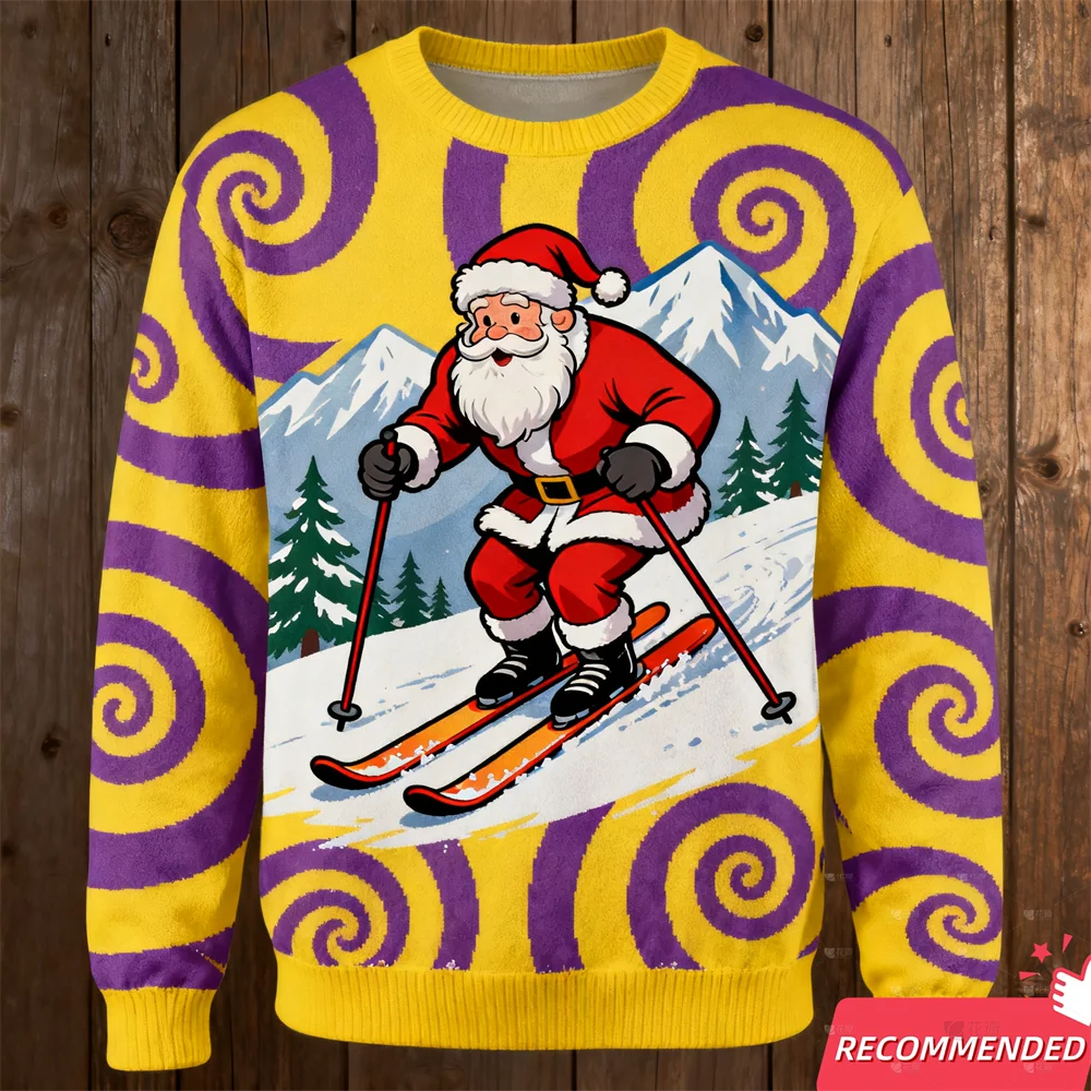 موضة جديدة سترة عيد الميلاد القبيحة للرجال الملابس Crewneck أنيمي سانتا كلوز القبيح عيد الميلاد البلوزات مضحك عيد الميلاد بلوزات