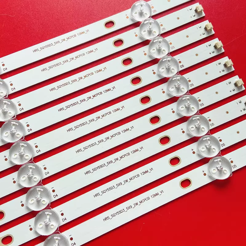 9pcs Led Tv Backlights Strip For RCA 55inch PLED5544U HV550QUB-F5A RCA RNSMU5545 K55DLY8US HRS_SQY55D3_5X9_2W_MCPCB 12mm_V1