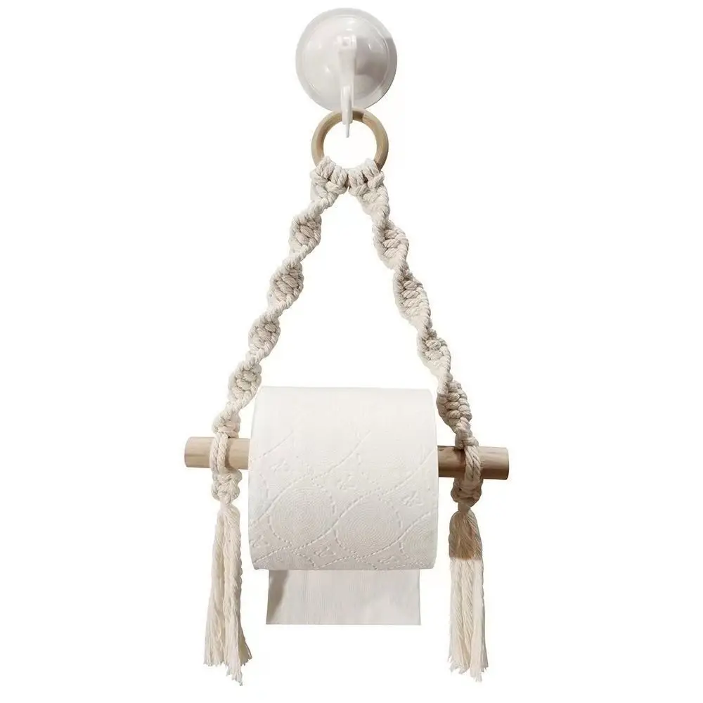 Nordic Style Bohemian Paper Towel Rack Cotton Thread Bohemia Toilet Tissue Holder Wall Hanging Creative Tissue Storage Rack - view 3