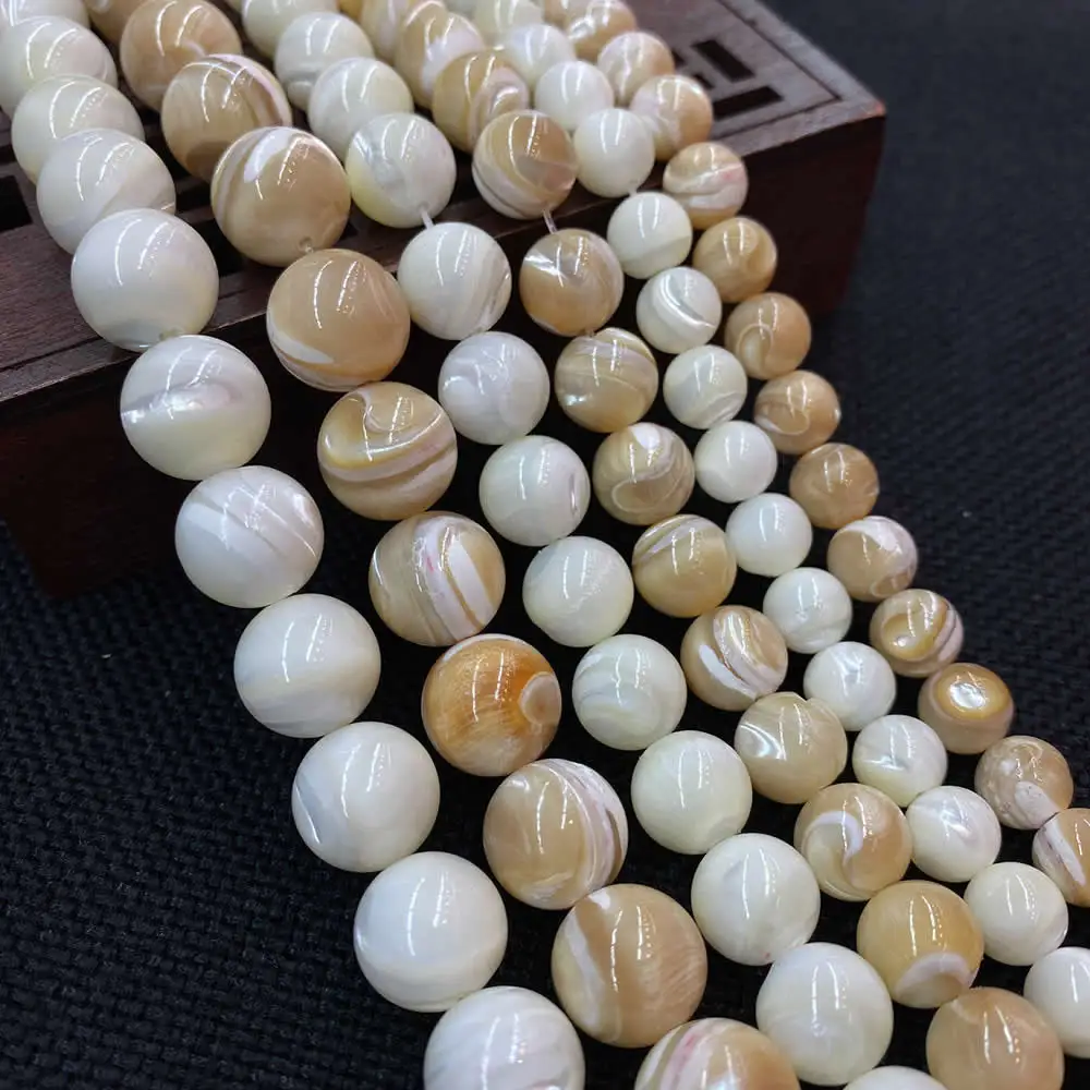 Natural Horseshoe Snail Shell Beads Smooth Round Loose Beads 2 3 4 6 8 10 12mm For Jewelry Making DIY Necklace Bracelet