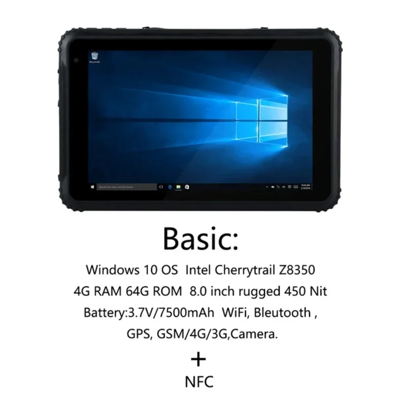 Rugged Tablet PC 8 Inch 4G LTE Windows 10 Pro/Enterprise Edition with  RAM 4GB ROM 64GB Industrial Tablet