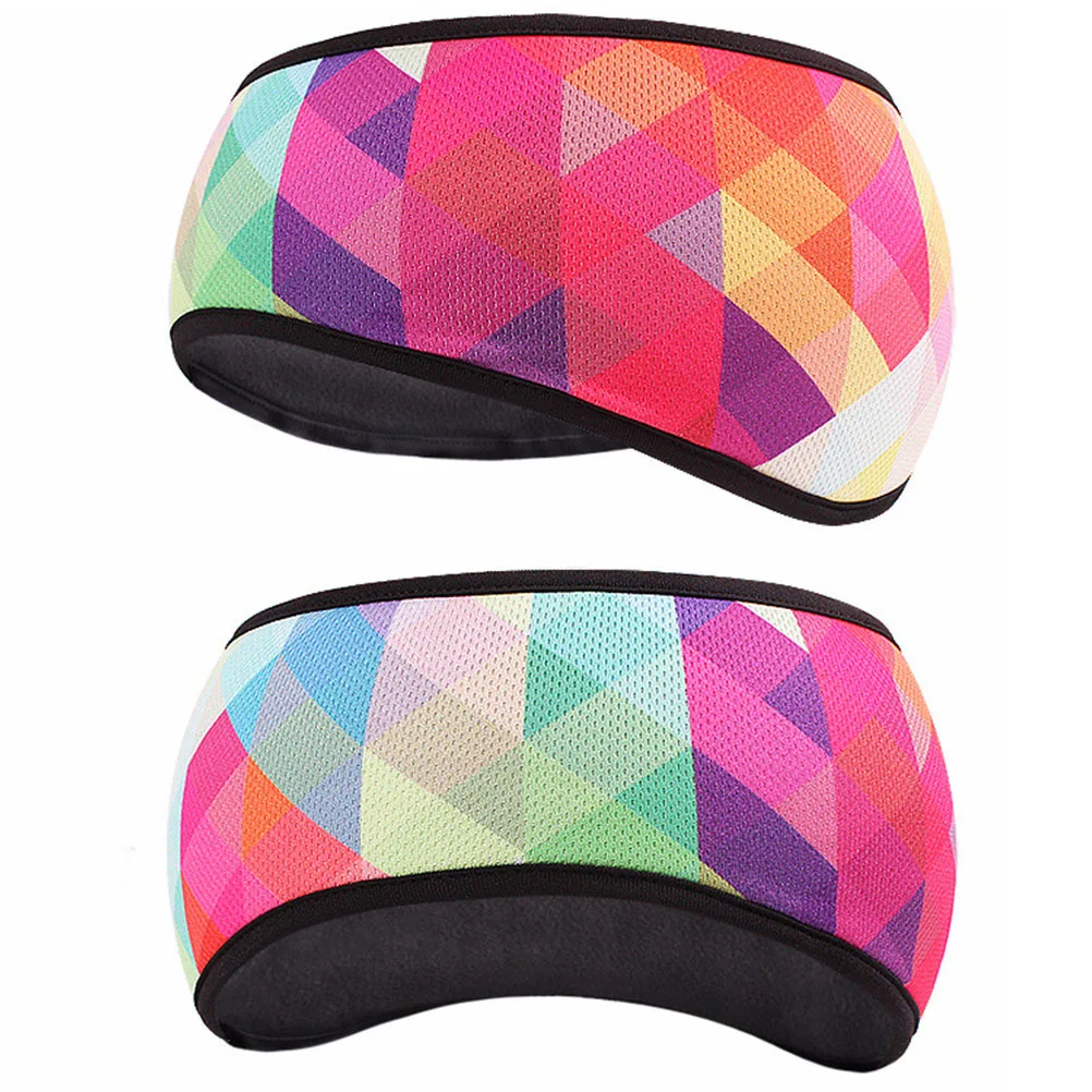 

Colorful Rhombus Pattern Sports Ear Warmer Winter Headband Elastic Stretchy Ear Cover Sweatband for Cycling Running Skiing