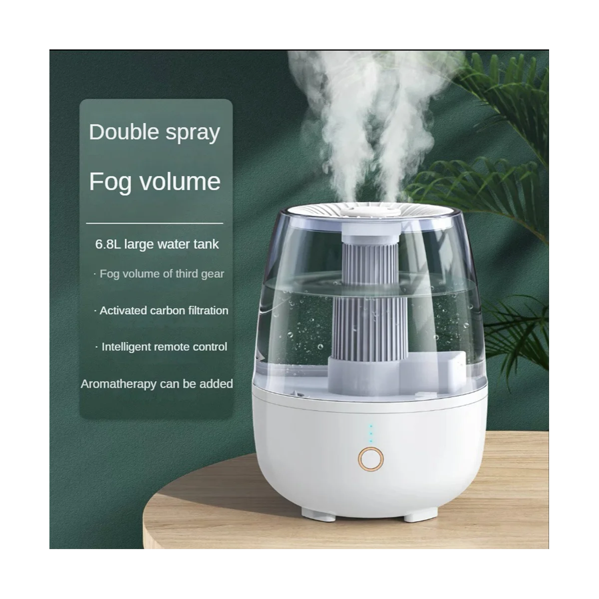 6.8L Double Spray -Capacity Humidifier 280ML Home Mini Desktop Air Humidifier for Bedroom Home Office EU Plug