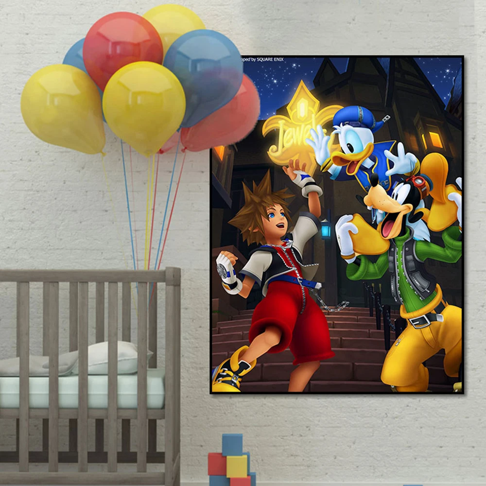 Disney Kingdom Hearts Game Poster Donald Duck Atr Print 20th Anniversary Wall Art Canvas Painting Kids Room Home Decoration Gift