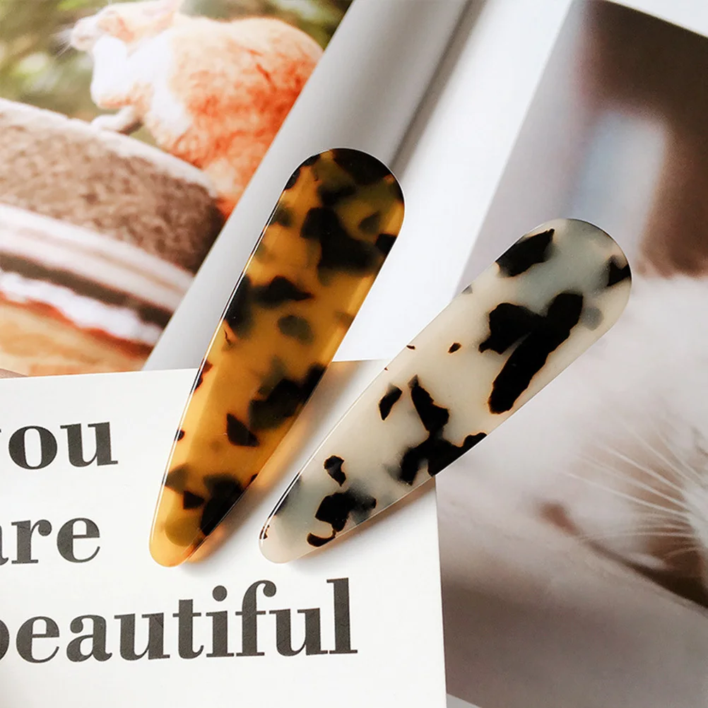 قطعتان من مشابك الشعر الرخامية البسيطة، مشابك منقار البط، إكسسوارات شعر التمساح للسيدات والنساء (القهوة والبيج)