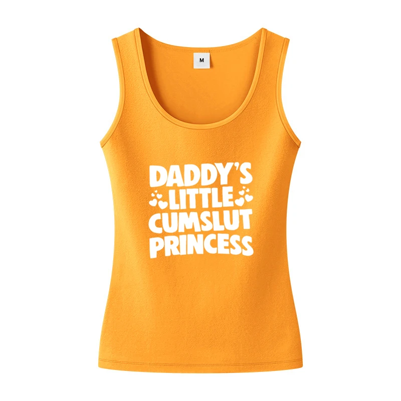 Daddy\'s Little  Princess U-shaped neckline Tank Top Adult Humor Fun Flirty Harajuku Print Sports Top