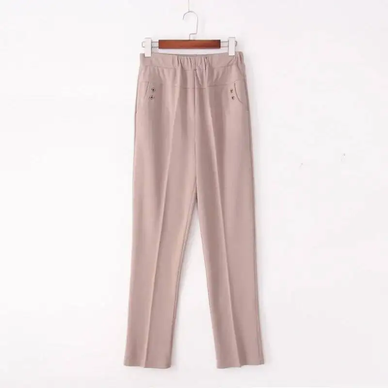 2025 Summer Straight Leg Trousers Middle Aged Women Casual High Waist Pant Korean Fashion Mother Pants