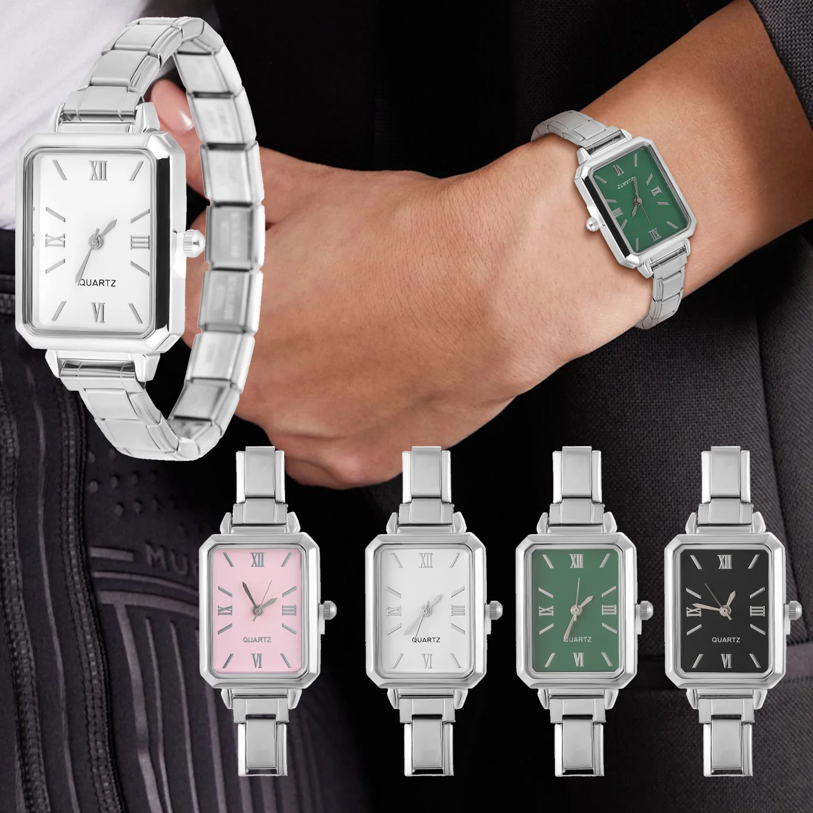 New Stainless Steel Square Round Simple Watch 9mm Width Bracelet Bangle for Men Women DIY Jewelry Gifts Dropshipping