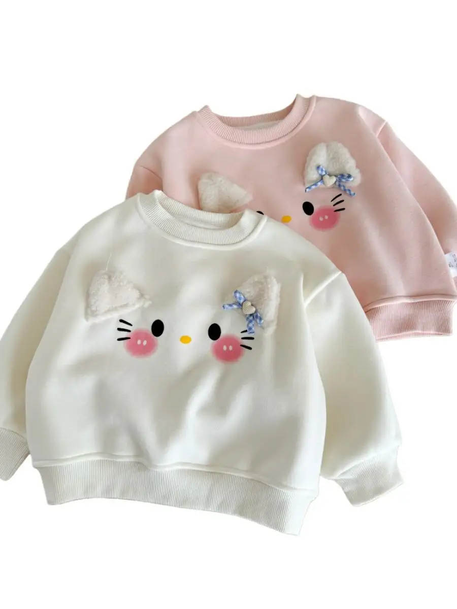 Dziewczęca bluza z kapturem z podszewką, zimowa odzież, nowa, super modna bluza dla dzieci, warstwa bazowa, top irt