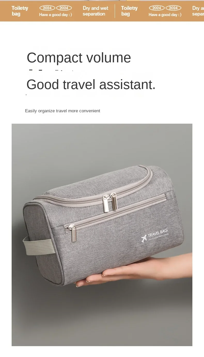 Wasserdichte Männer Kosmetische Lagerung Tasche Hohe Kapazität Nylon Reise Kulturbeutel Organizer Hängen Frauen Zipper Make-Up Waschen Beutel – Detail 7