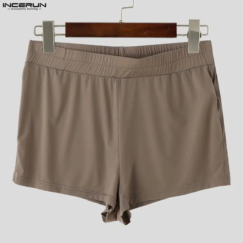 INCERUN Men's Shorts Lace Patchwork See Through Elastic Waist Men Bottoms Sexy Summer 2026 Homewear Casual Cozy Shorts For Man