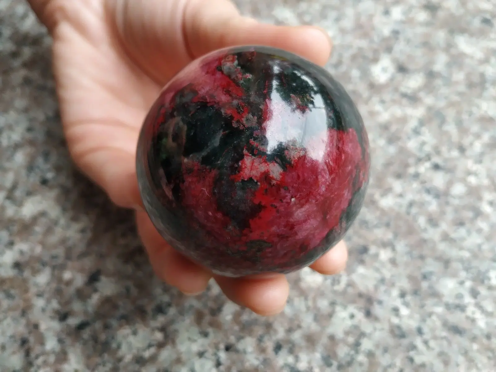 Natural Peach Blossom Stone Jade Ball Onl Crystal Sphere Healing 40-45mm