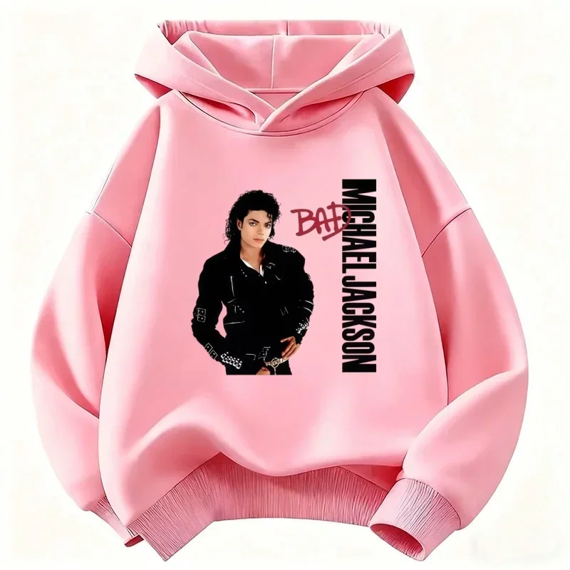 2026 Jungen Unisex Kinder Kapuzenpullover mit Michael-Jackson-Print, warm & dick – Retro-Popstar-Grafik-Oberteil für Herbst/Winter – Detail 2