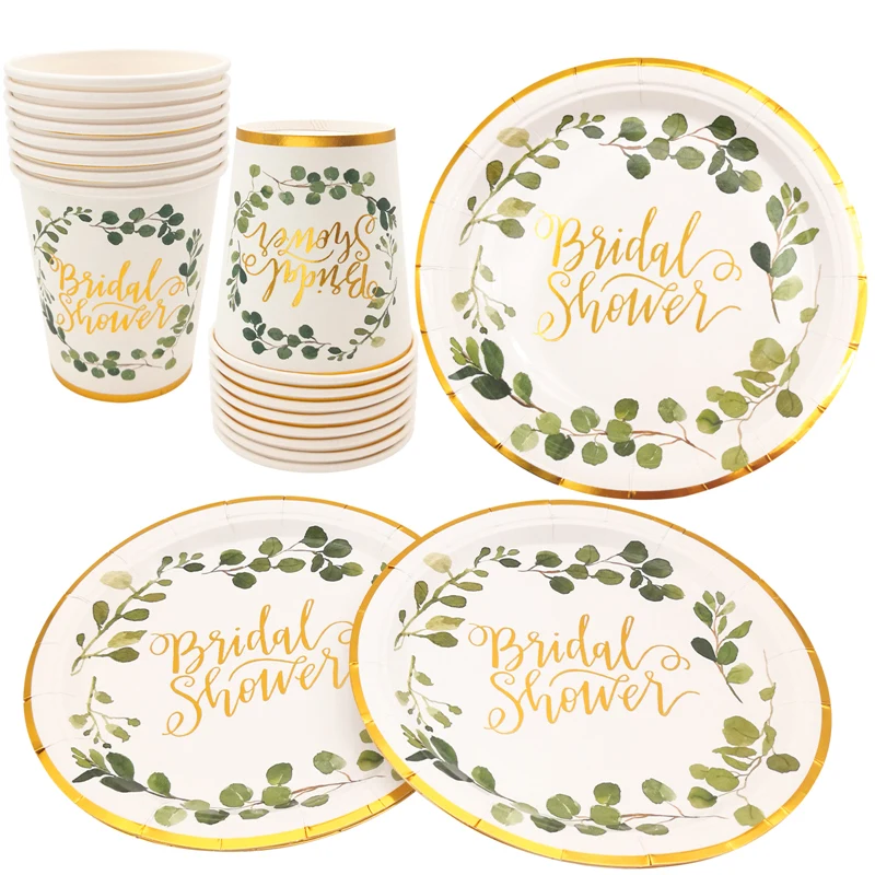 1 Packung Blattförmige Einweg-Pappteller, Becher und Servietten für Brautparty, Junggesellinnenabschied, Verlobungsfeier, Hochzeit, DIY-Party, Heimdekoration