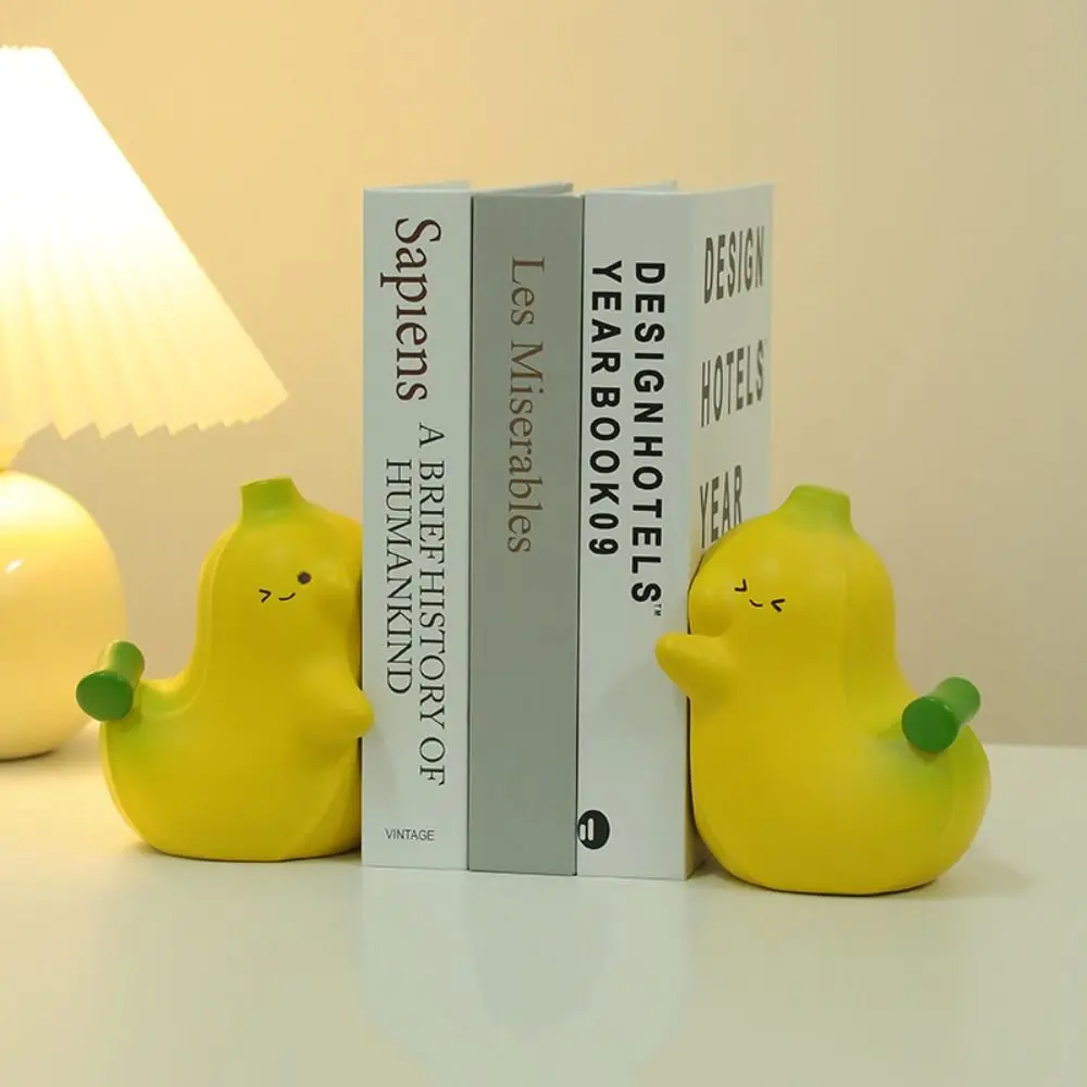 2pcs Micro Landscape Resin Duck Shaped Book Stand Cute Creative Book Holder Modern Multi-Functional Decorative Bookends Cabinet