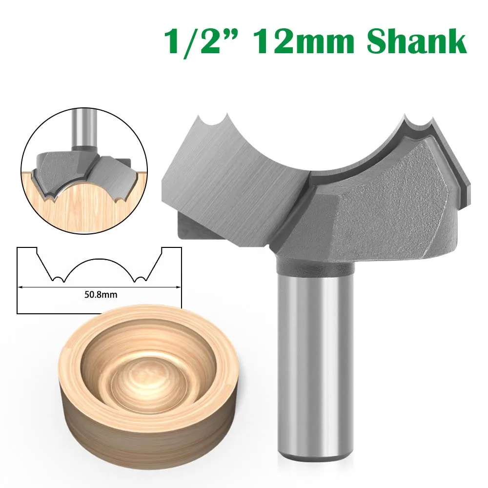 

1pc12mm 1/2 Shank Classical Double Ball Flute Wood Router Bit C3 Carbide Woodworking Engraving Cutter Tools