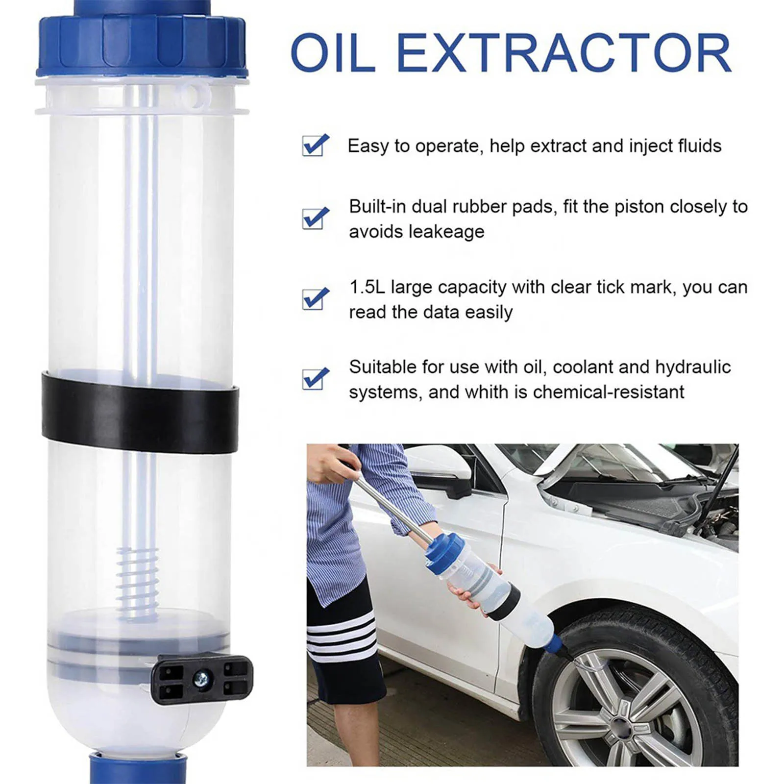Manual Gear Oil Transfer Pump 1500CC Automotive Fluid Extractor for Brake Engine Transmission Oil Universal Filling Bottle