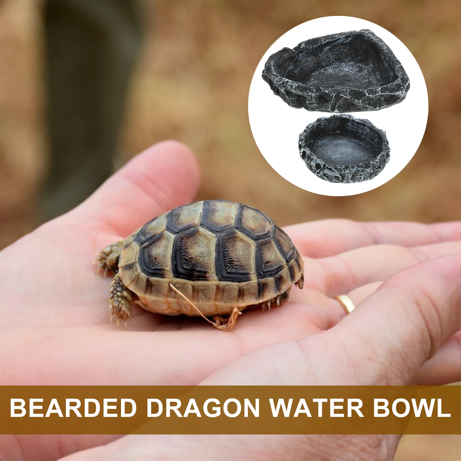 

2Pcs Reptile Water Dish Resin Durable Food Basin Tortoise Lizard Snake Feeding Container Snake Water Bowl Reptile Food Bowl