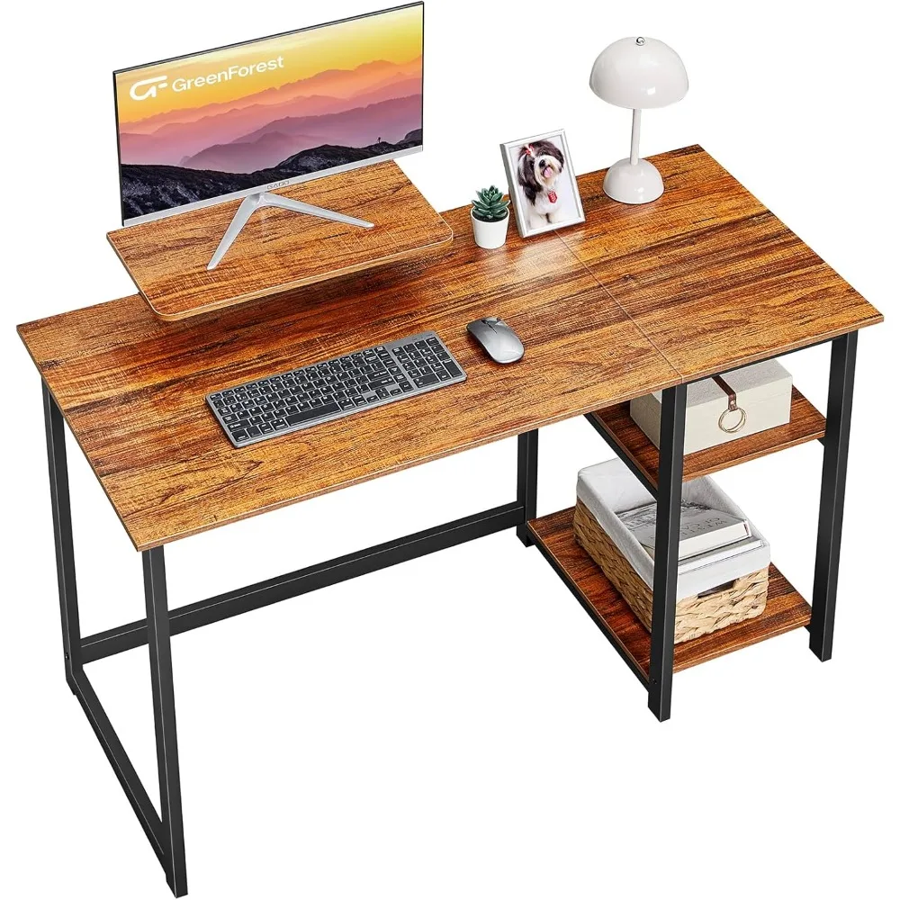 Mesa para computador com suporte para monitor 39 "Mesa pequena Prateleira de armazenamento reversível Mesa de trabalho para pequenos escritórios