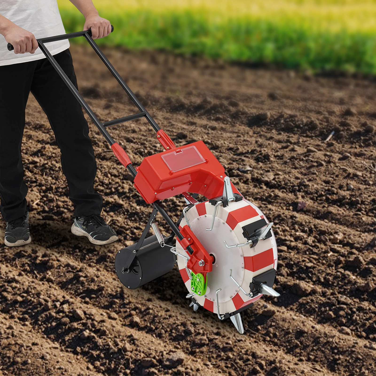 Seed Spreader for Efficient Planting, 7 Nozzles Manual Seeding Machine Seeder Planter Hand Push Seeder Garden Seeder