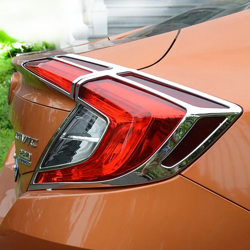 

Chromed ABS Plastic 4PCS Rear Tail Light Cover Trim For Honda Civic 10th Gen 4DR 2016 2018 2019 2020 2021