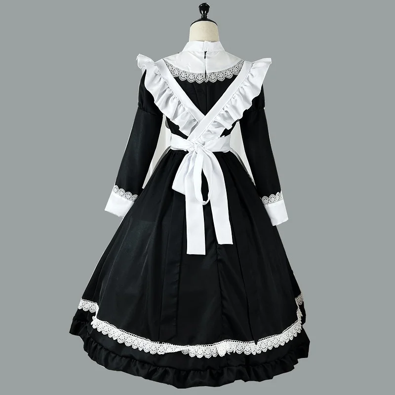 Black Cute Lolita Long Skirt Maid Costumes Girls Women Lovely Maid Cosplay Costume Animation Show Japanese Outfit Dress Clothes