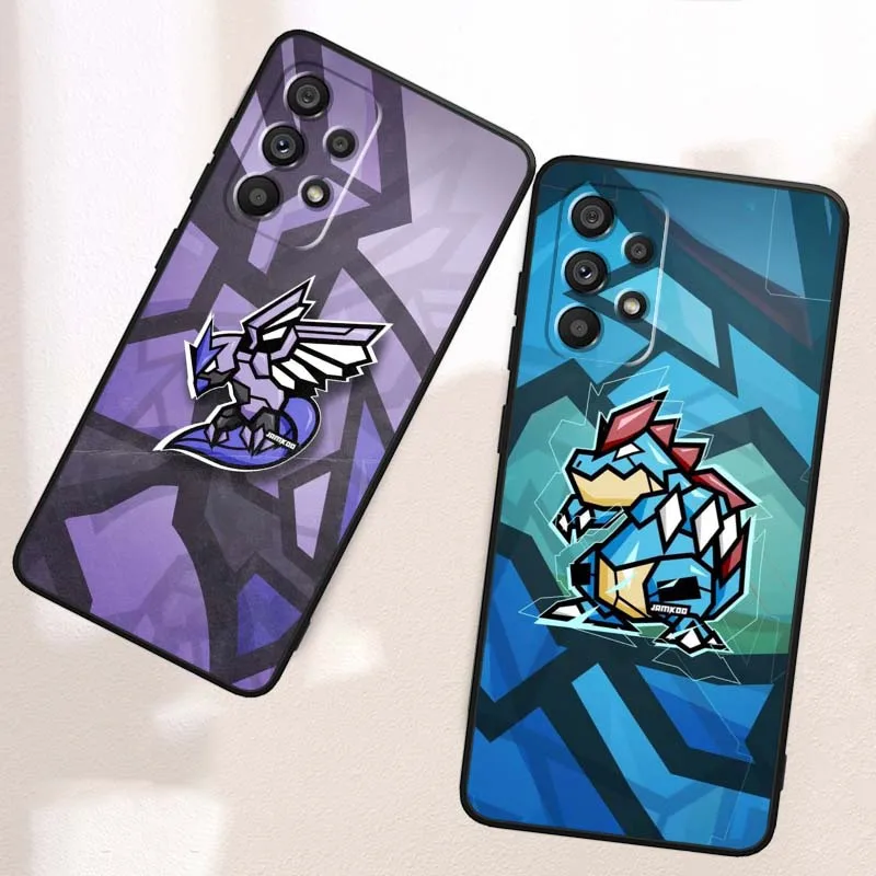 P-Poke M-Mons كارتون لسامسونج A41 A35 A34 A33 A32 A25 A24 A23 A21s A06 A05 A04 A03 نوت 10 20 الترا 5G غطاء أسود