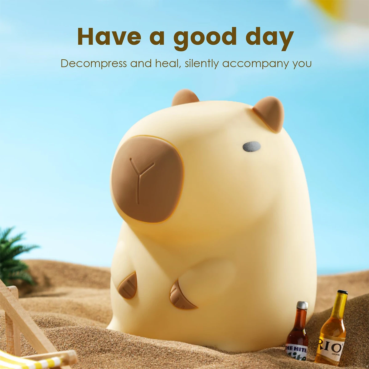 Capybara Luce Notturna Carino Silicone Ricaricabile Animale USB Ricaricabile Animale Touch Ricaricabile Sleeping Light Bambini LED