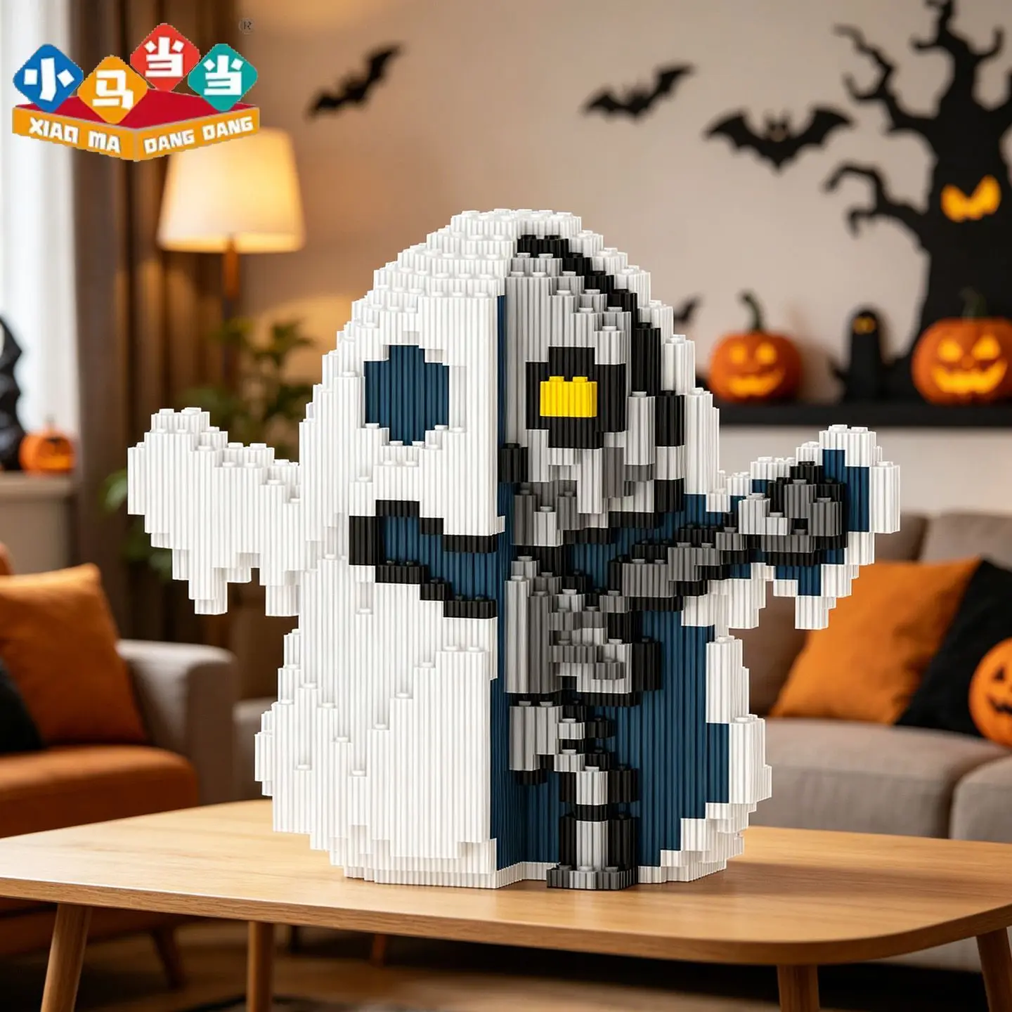 Cute Ghost Half Dissected Skeleton Building Blocks Fidget Toys DIY Building Blocks Set Birthday Gift Room Decoration Blocks Toy