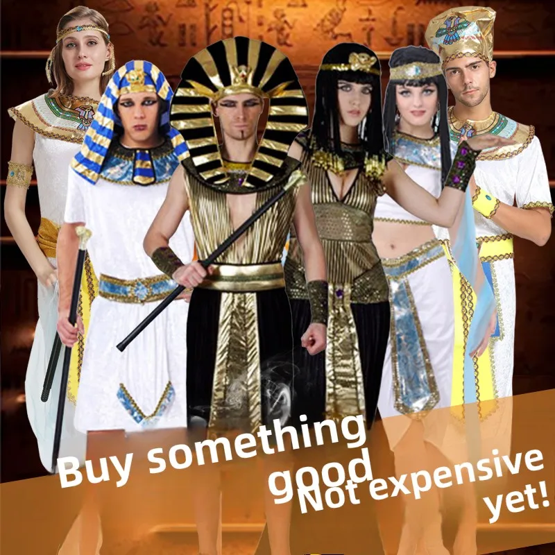 

Хэллоуин Косплей Маскарад Взрослый Костюм Фараон Королева Король Одевание Женская Мужская Традиционная Сценическая Одежда Полиэстер