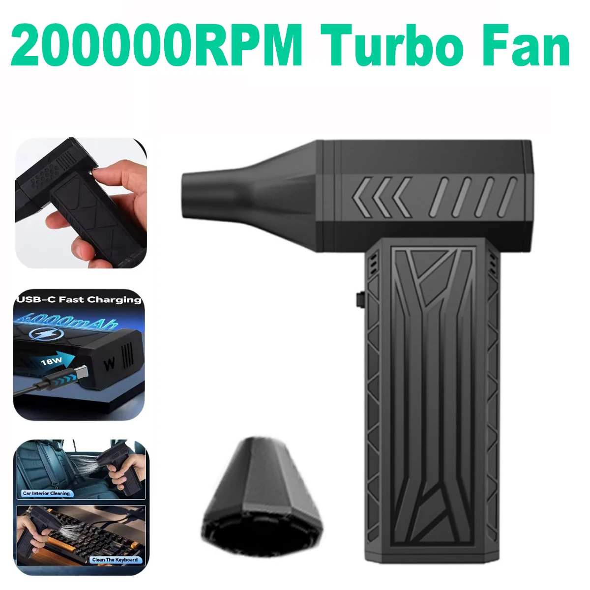 

Turbo jet fan 200000RPM Powerful Air Blower Vacuum Dust Cleaner TypeC Charging Strong Wind 52m/s Brushless Turbo Jet Blower